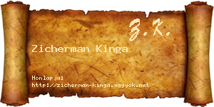 Zicherman Kinga névjegykártya